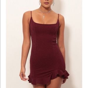 monroe shimmer ruffle dress in royal blue